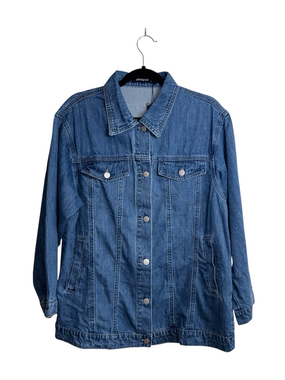 Allegra K Oversized Denim Jacket Medium Wash Button Jean NWT New Medium Women’s
